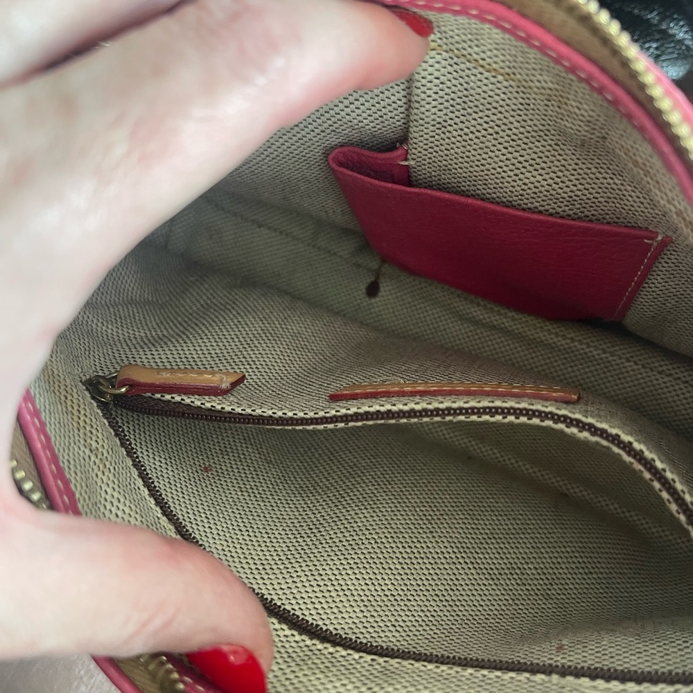 Pink Leather Dooney&Bourke Mini Shoulder Bag with Tan Trim Summer Bag - Picture 6 of 7